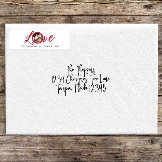 Red Calligraphy Script Photo Love Etiket