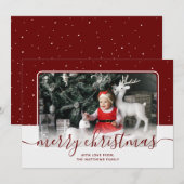 Red Calligraphy Script Star Cute Photo met Kerstmi Feestdagenkaart (Voorkant / Achterkant)