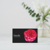 Red Camelia - Zwart en Donkergrijs Visitekaartje (Staand voorkant)