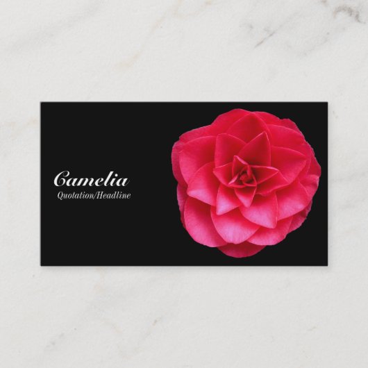 Red Camelia - Zwart en Donkergrijs Visitekaartje (Voorkant)