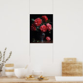 Red Camellia Flowers Art Print Poster (Keuken)