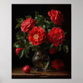 Red Camellia Flowers Art Print Poster (Voorkant)