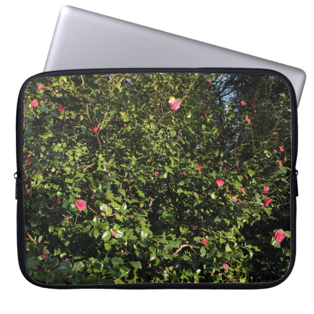 Red Camellia Struik Laptop Sleeve (Voorkant)