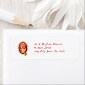 Red Cameo Envelope Return Address Label (Insitu)
