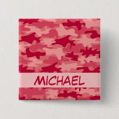 Red Camo Camouflage Name Persoonlijk Vierkante Button 5,1 Cm (Voorkant)