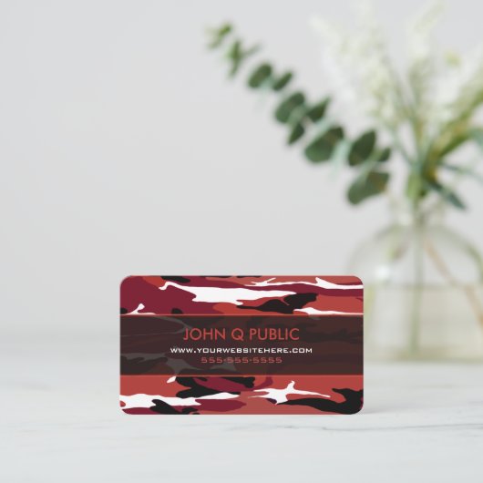 Red Camo Pattern Visitekaartje (Staand voorkant)