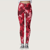 Red Camouflage Camo Pattern Leggings (Voorkant)