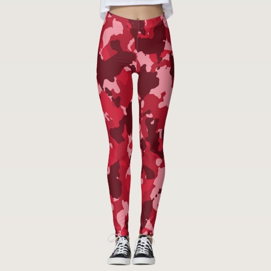 Red Camouflage Camo Pattern Leggings (Voorkant)