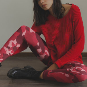 Red Camouflage Camo Pattern Leggings