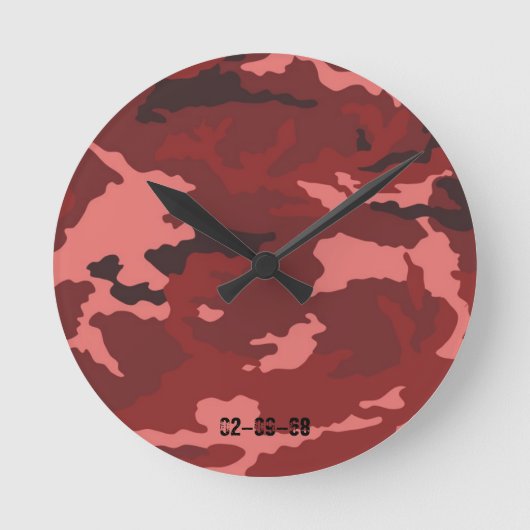 Red camouflage pattern ronde klok (Voorkant)