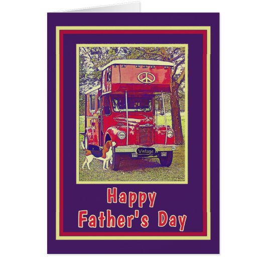 Red  Camper Truck Happy Vaderdag Kaart (Voorkant)