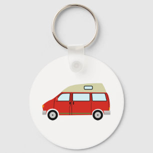 Red Camper Van Hoogste Mobiele Vrijheid Sleutelhanger