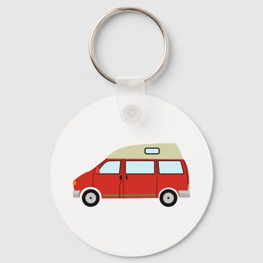 Red Camper Van Hoogste Mobiele Vrijheid Sleutelhanger (Voorkant)