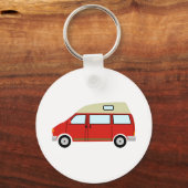 Red Camper Van Hoogste Mobiele Vrijheid Sleutelhanger (Voorkant)