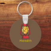 Red Camping Lantern Persoonlijke Sleutelhanger (Voorkant)