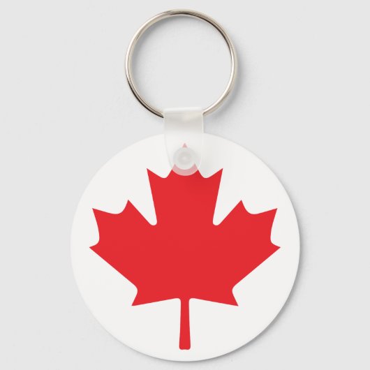 Red Canadian Maple Leaf op White Background Sleutelhanger (Voorkant)