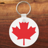 Red Canadian Maple Leaf op White Background Sleutelhanger (Voorkant)