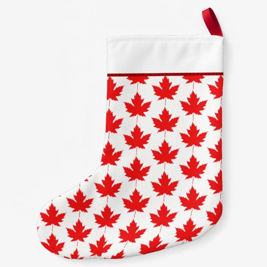 Red Canadian Maple Leaf Pattern Custom Canada Kleine Kerstsok (Achterkant)