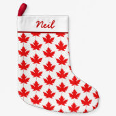 Red Canadian Maple Leaf Pattern Custom Canada Kleine Kerstsok (Voorkant)
