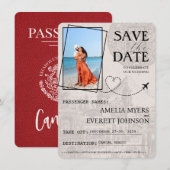 Red Cancun Passport Bewaar de datum Save The Date (Voorkant / Achterkant)