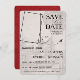 Red Cancun Passport Bewaar de datum Save The Date