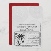 Red Cancun Passport Wedding Kaart (Voorkant / Achterkant)