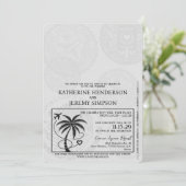 Red Cancun Passport Wedding Kaart (Staand voorkant)