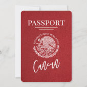 Red Cancun Passport Wedding Kaart (Achterkant)