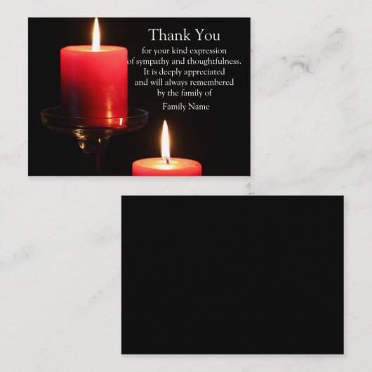 Red Candle Light Hartelijk dank Notitiekaartje (Voorkant / Achterkant)