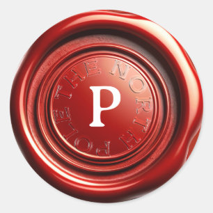 Red Candle Wax Seal Ice Clear "De Noordpool" Ronde Sticker