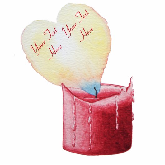 red candle with heart shaped flame for love fotobeeldje magneet (Voorkant)