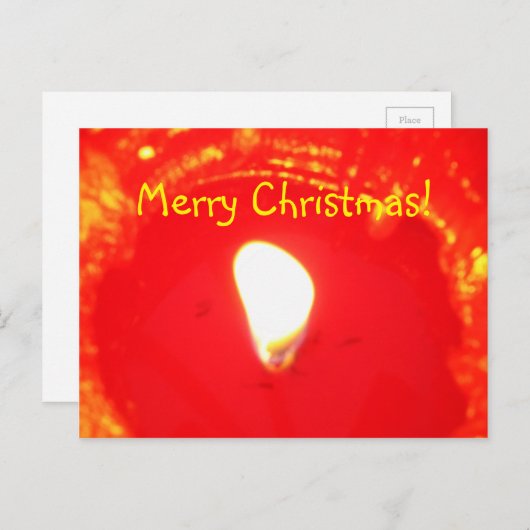 Red Candlelight Flame, kaars, pretkerst Feestdagenkaart (Voorkant / Achterkant)