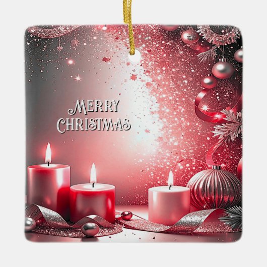 Red Candles Christmas Decorative Holiday Ornament (Voorkant)