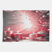 Red Candles Christmas Holiday Kitchen Towel Theedoek (Horizontaal)