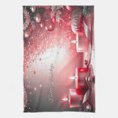 Red Candles Christmas Holiday Kitchen Towel Theedoek (Verticaal)