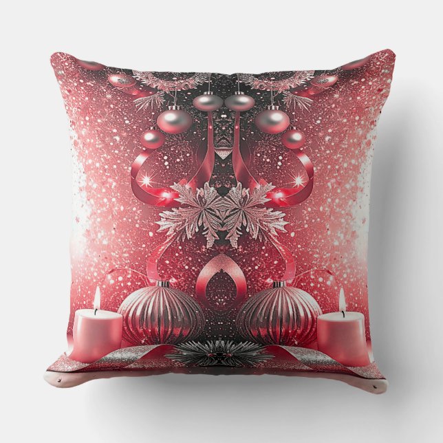 Red Candles Christmas Holiday Throw Pillow Kussen (Voorkant)