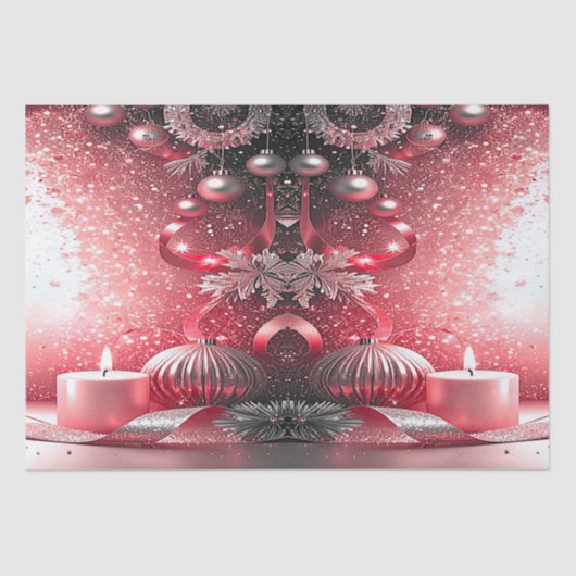 Red Candles Christmas Holiday Tissue Paper Tissuepapier (Voorkant)