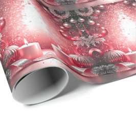 Red Candles Decor Christmas Holiday Wrapping Paper Cadeaupapier