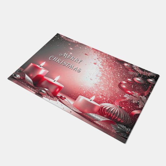 Red Candles Decorative Christmas Holiday Doormat Deurmat (Schuin)