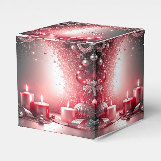 Red Candles Decorative Christmas Holiday Favor Box Bedankdoosjes (Voorkant Zijde)