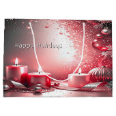 Red Candles Decorative Christmas Holiday Gift Bag Groot Cadeauzakje (Achterkant)