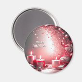 Red Candles Decorative Christmas Holiday Magnet (Voorkant / Achterkant)