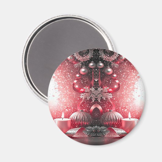 Red Candles Decorative Christmas Holiday Magnet (Voorkant / Achterkant)