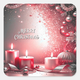 Red Candles Decorative Christmas Holiday Sticker