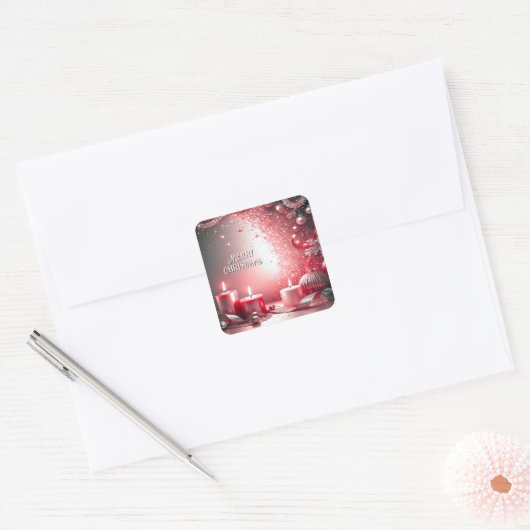 Red Candles Decorative Christmas Holiday Sticker (Envelop)