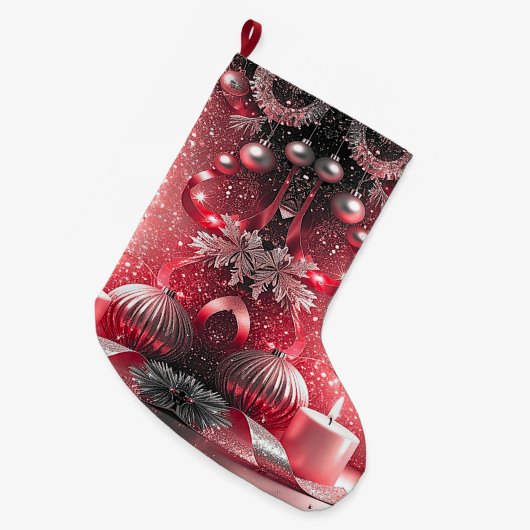 Red Candles Decorative Christmas Holiday Stocking Grote Kerstsok (Voorkant (Hangend))