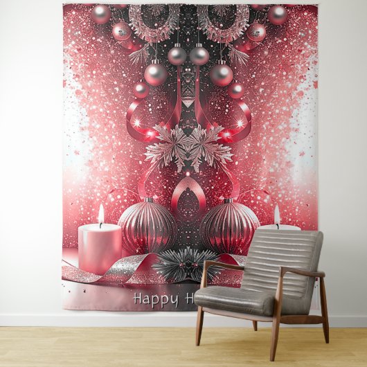 Red Candles Decorative Holiday Backdrop Wandkleed (In situ)