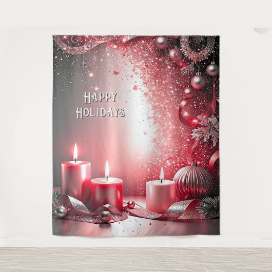 Red Candles Decorative Holiday Backdrop Wandkleed (Voorkant)