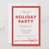 Red Candy Cane Bowstring Holiday kerstparty Kaart (Voorkant)