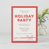Red Candy Cane Bowstring Holiday kerstparty Kaart (Staand voorkant)